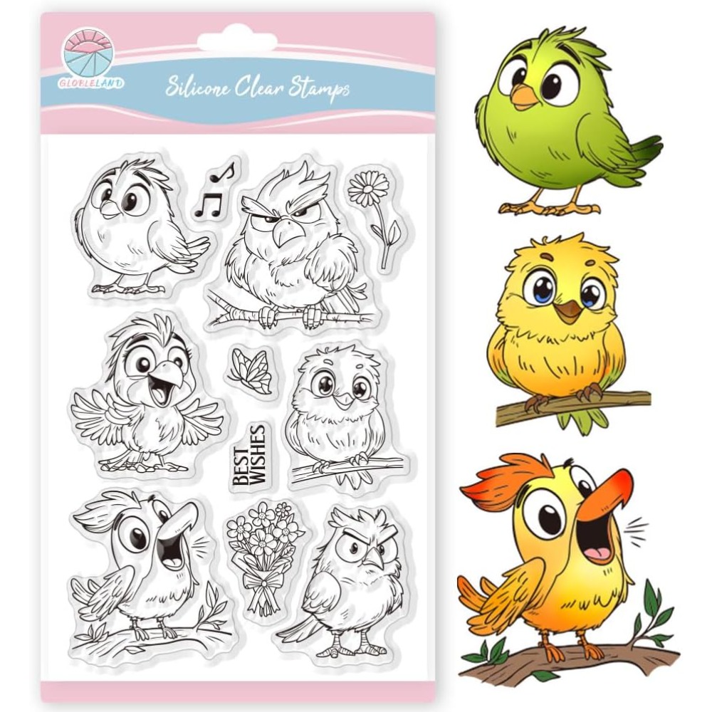 Clear Silicone Stamps For Card Making - Timbres clairs d'oiseaux drôles pour Scrapbooking