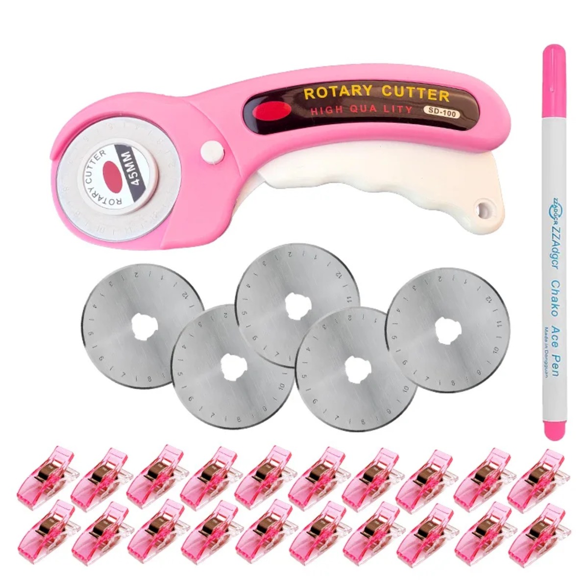 Rotary Cutter For Fabric 45Mm - Cutter rotatif rose patchwork 45 mm